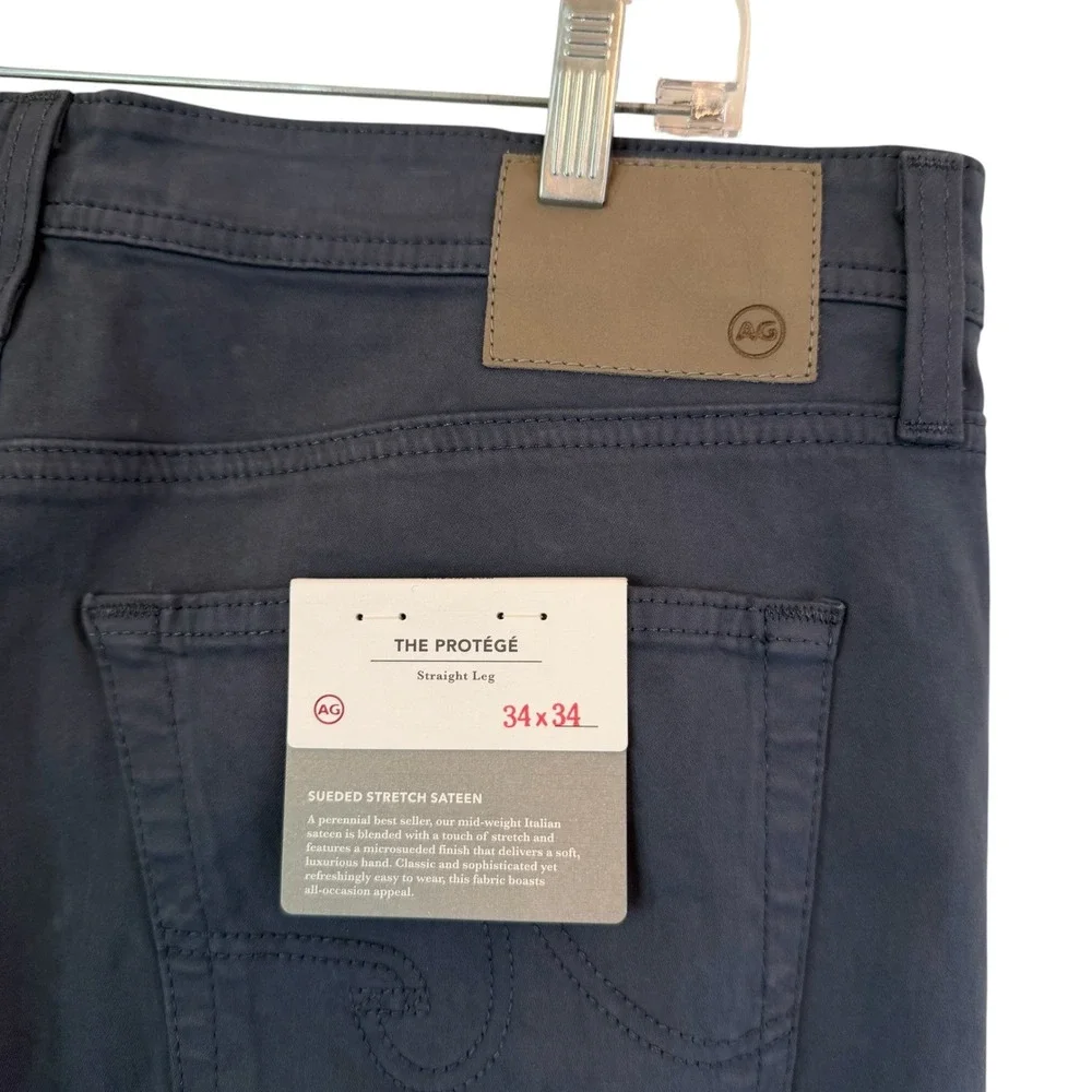 AG Adriano Goldschmied Protege Straight Leg Pants 34x34 Sueded NEW Grey Blue